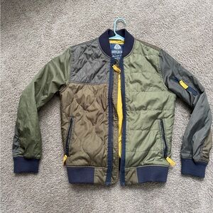 Mens Olive Green Quilted bomber Jacket